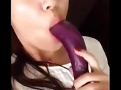 Korean Teen Squirts on Webcam with Dildo